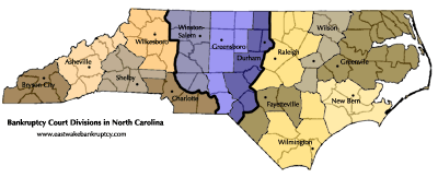 North Carolina counties and their bankruptcy court division & district